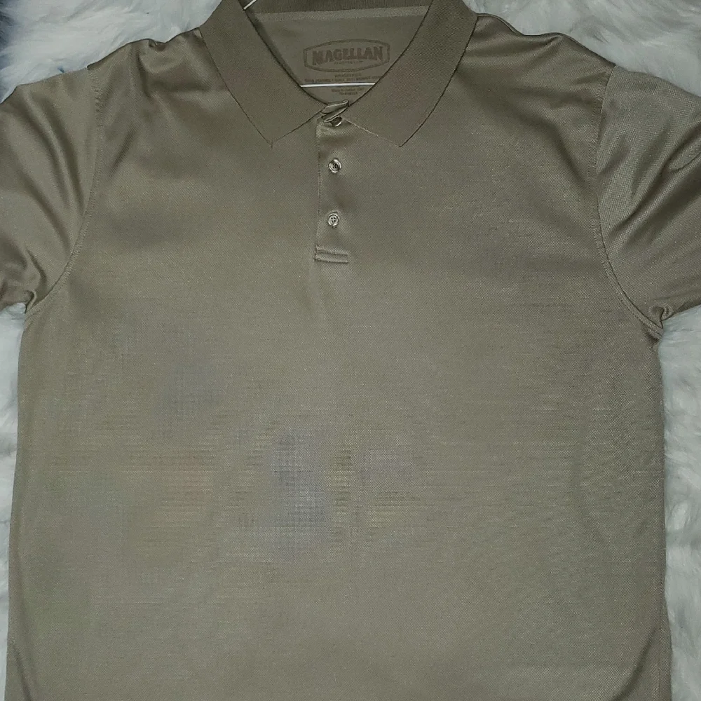 Magellan Outdoors Men's Khaki Polo Shirt - Picture 1 of 4